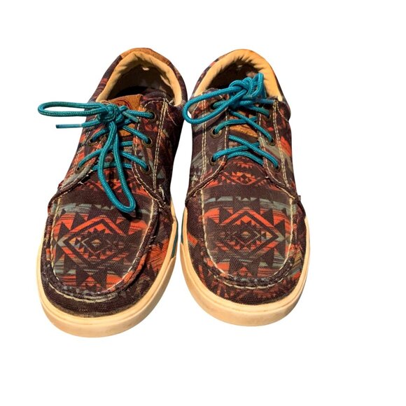 Twisted X Hooey Lopers Men's Size 7 Aztec Print Casual Shoes Teal Laces Festival - Picture 2 of 9